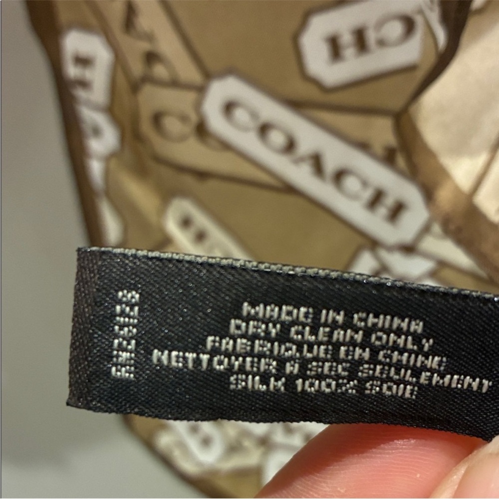 Coach Cream and Brown Logo Silk Scarf - Picture 6 of 6